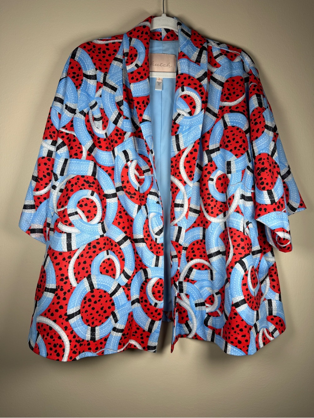 Hutch Serpentine Kimono Jacket Nautical Novelty Print Sz S Business Corporate - Picture 10 of 10